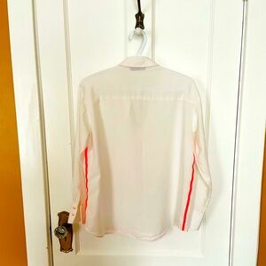 Zara shirt. Ivory, loose fit, pink piping and stitching. Size Small.